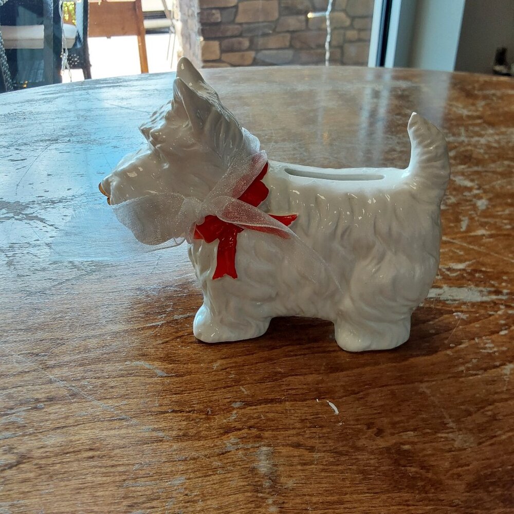 Vintage Westie dog porcelain bank